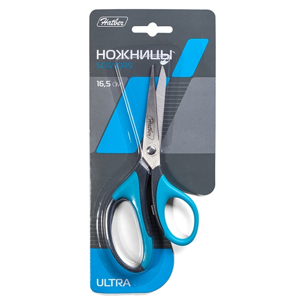 Ножницы Hatber Ultra 16,5см резин. вставки 03016 1/12