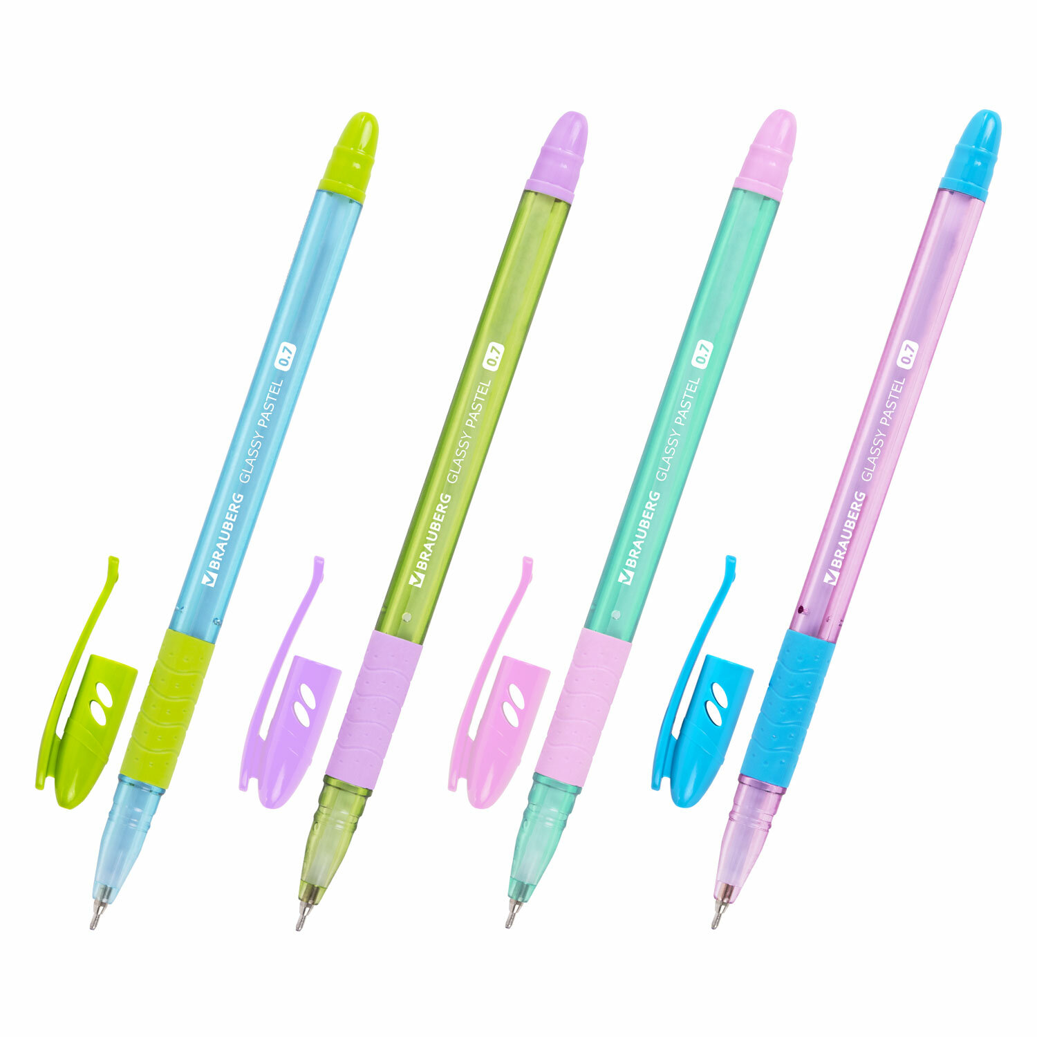 Масляная ручка Brauberg Glassy pastel 144105 резин. грип синяя 1/12 