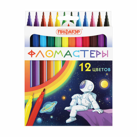 Фломастеры 12цв Пифагор "космич. одиссея 152444 1/24