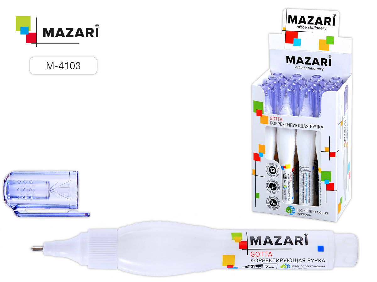 Корректирующий карандаш Mazari 7мл 4102 мет нак 1/12