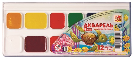 Краски аквар. 12цв Луч "ZOO" пластик 19с1249 1/48