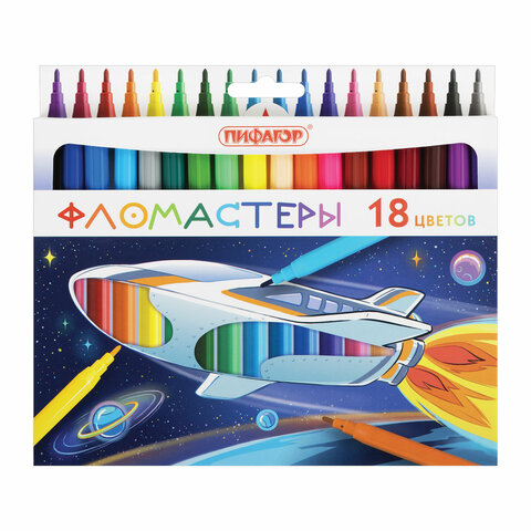 Фломастеры 18цв Пифагор "космич одиссея 152445 1/12