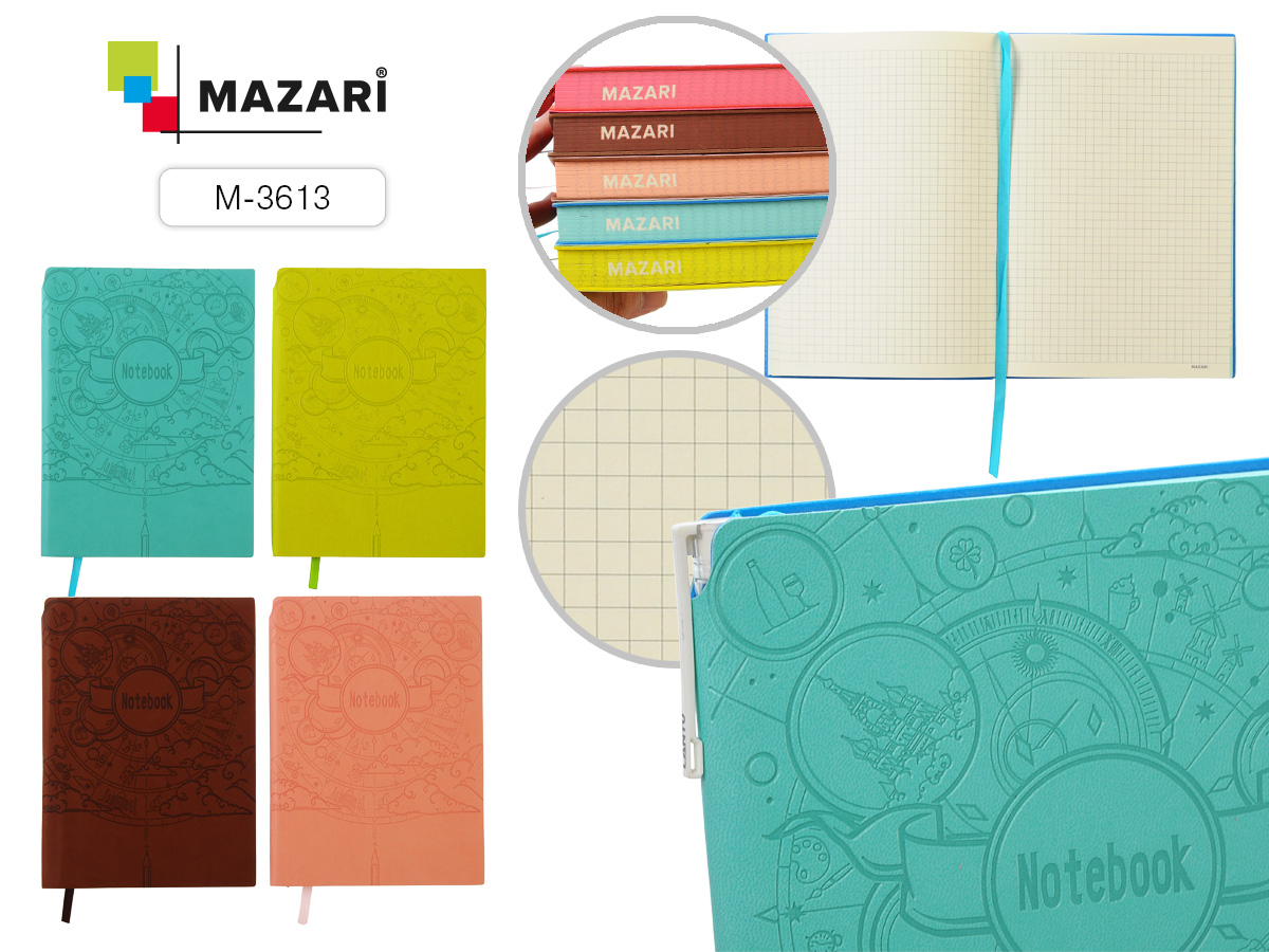 Записная книга А5 128л Mazari 3613 кожзам цвет. рез
