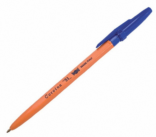 Шариковая ручка Corvina синяя желтый корпус 1\50