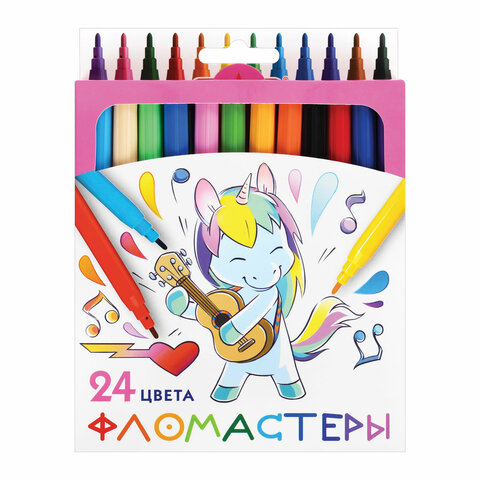 Фломастеры 24цв Пифагор "единорог" 152450 1/12