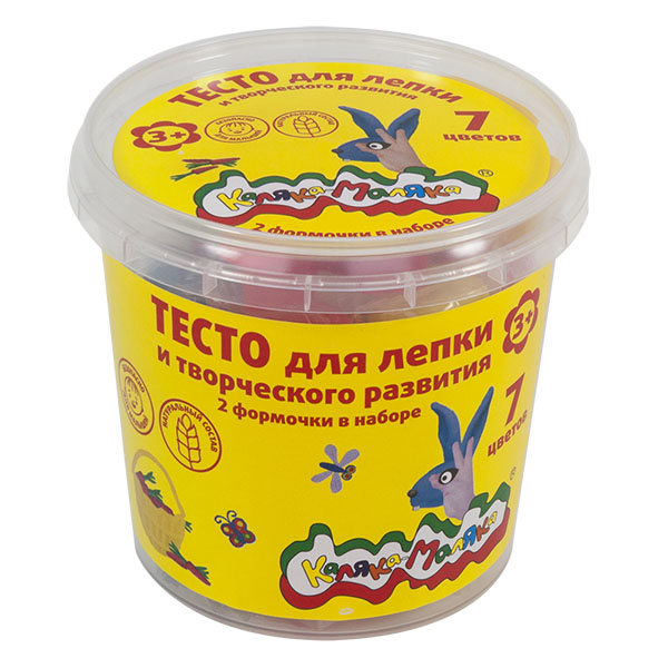 Тесто для лепки 7цв 210г "Каляка" с 2 формоч. в банке