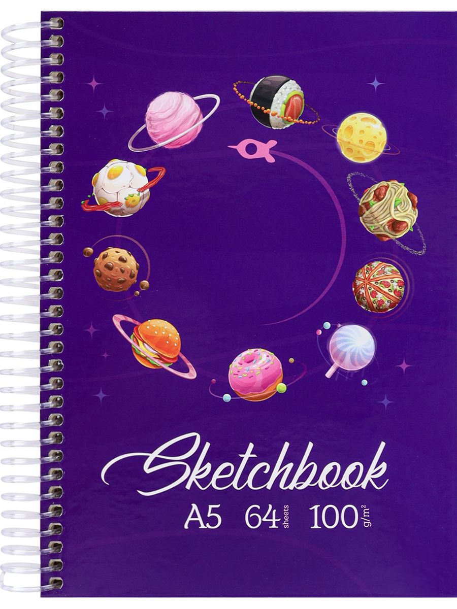 скетчбук А5 7БЦ книж.переп 64л 100г гребень 