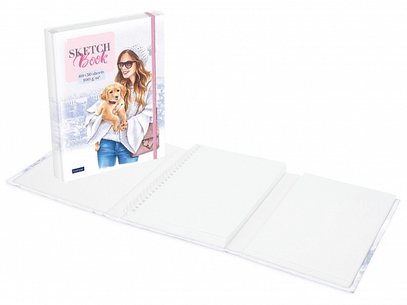 Книга д\зап. А5 80+50л Хатбер Sketchbook с клапаном и резинкой 100г,  Happy Time 23826