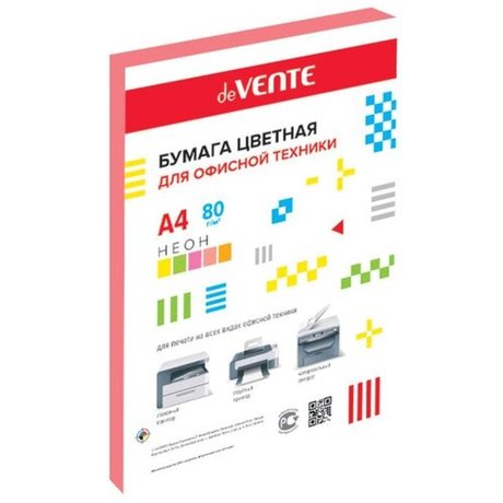 Бумага А4 100л DeVente неон розовая 2072211, FP-01  1/20