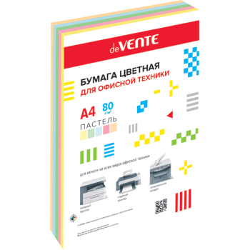 Бумага офисная А4 500л 5цв пастель deVente 2072709 1/5
