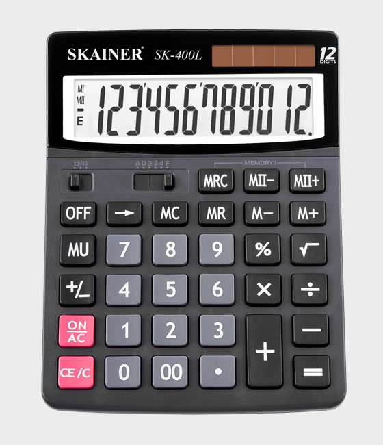 Калькулятор Skainer SK-400 12разр настольный 150х193 солн.бат