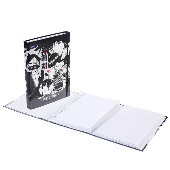 Книга д\зап. А5 80+50л Хатбер Sketchbook с клапаном и резинкой 100г 30385 Анимэ