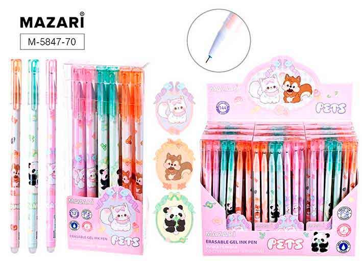 Ручка "пиши стирай" Mazari Pets 5847 исчезает при нагревании, трении 1/12