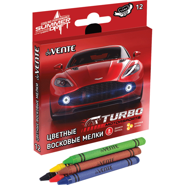 Восковые мелки 12цв deVente 8077204 авто 1/24