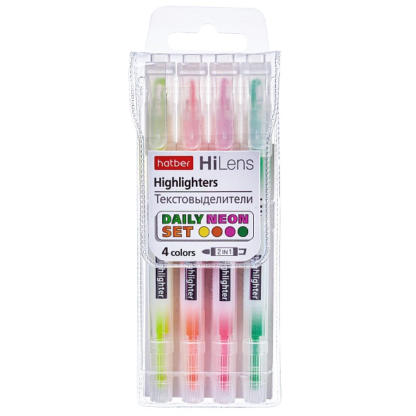Набор текстовыд. двуст. 4цв Hatber Hi-lens neon, 066141