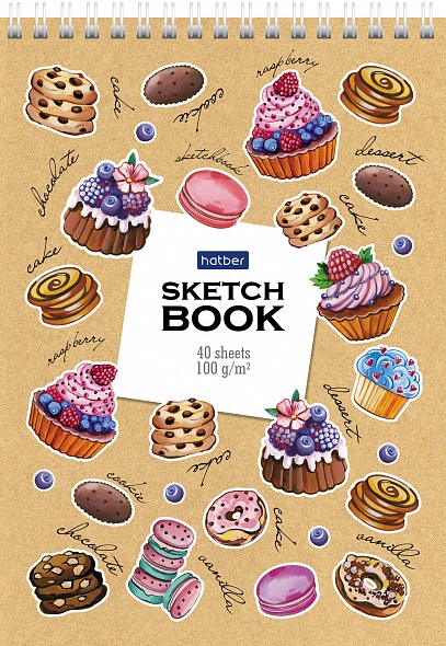 Блокнот для зарисовок Sketchbook А5 40л 100г Хатбер с эскизами 22282, 22268