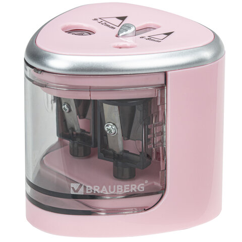 Точилка электрическая 2 отверстия Brauberg 270579 розовая